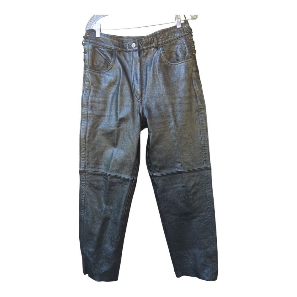 Womens Vintage Highway One‎ 100% Leather Biker Motorcycle Pants Size 12